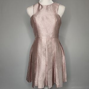 Gianni Bini Pink Metallic Rose Gold Botanical Frost Maddox Dress